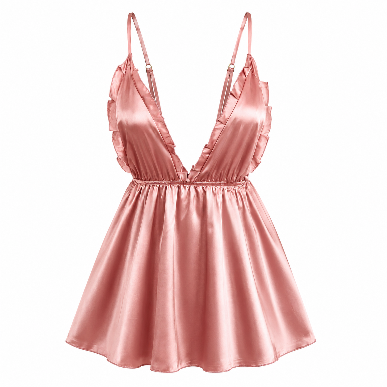 Babydoll Chemise Night - Satin Babydoll Nightgown for Women, Pink