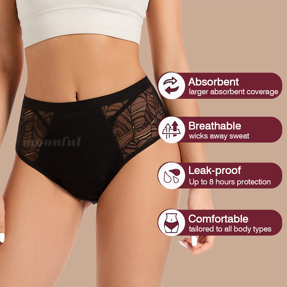 Moonful Women's Menstrual Pant - Period Panty Absorbent 评论和价格