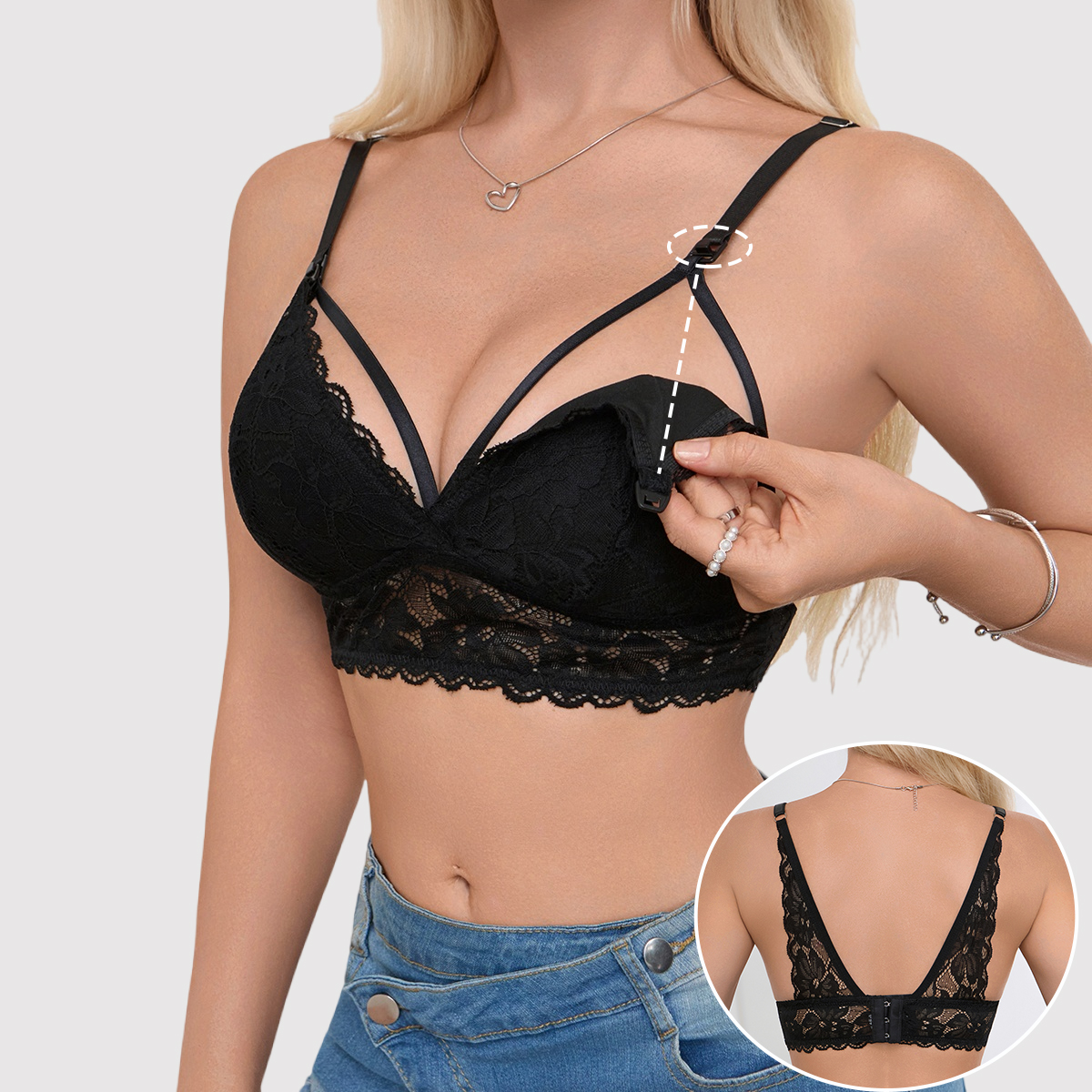 Sexy Hollow Out Lace Nursing B - Nursing Bra Sleep 评论和价格
