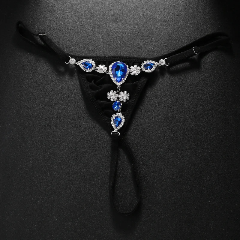 Fashion Blue Crystal Bikini Th - Thong Bikini Women 评论和价格