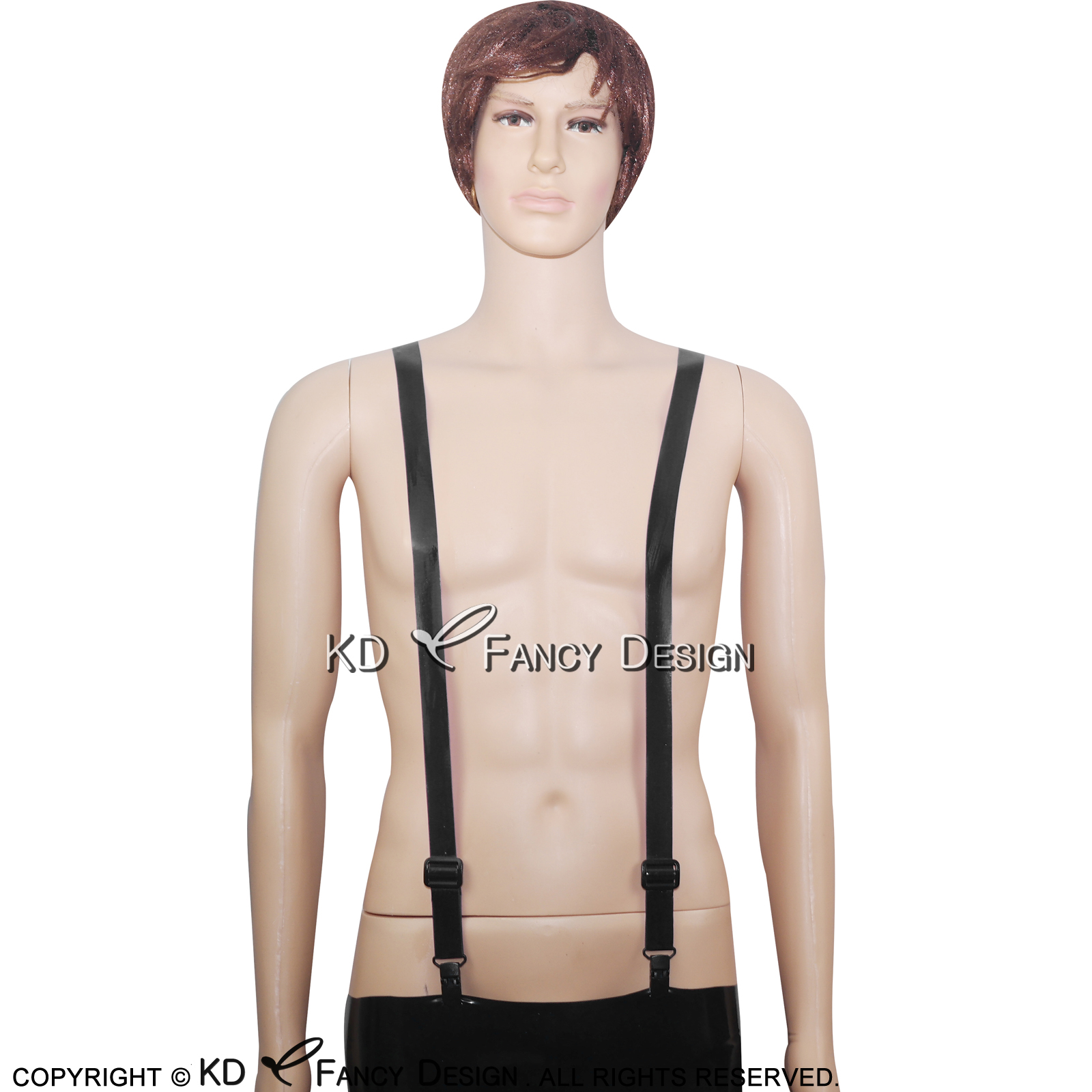 Black Sexy Rubber Latex Suspen - Garter Belt Set 评论和价格