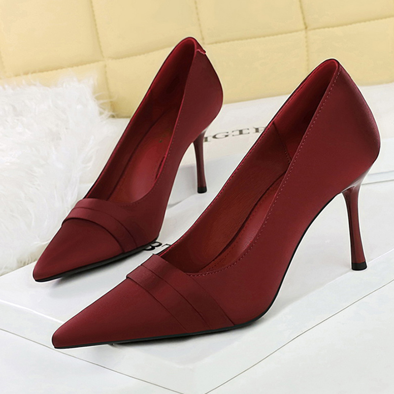 Women Elegant Burgundy 8cm Hig - Slip Dress Satin 评论和价格