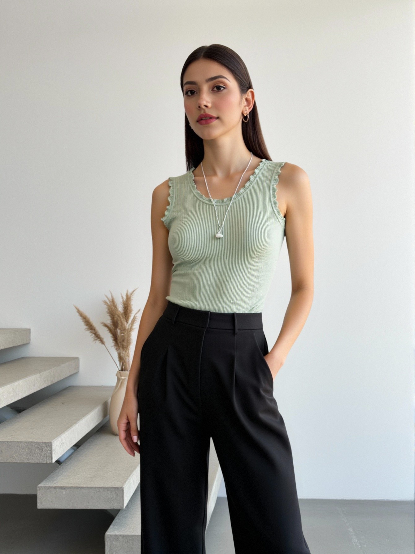 Women's Sleeveless Lace Trim R - Cami Top Lace 评论和价格