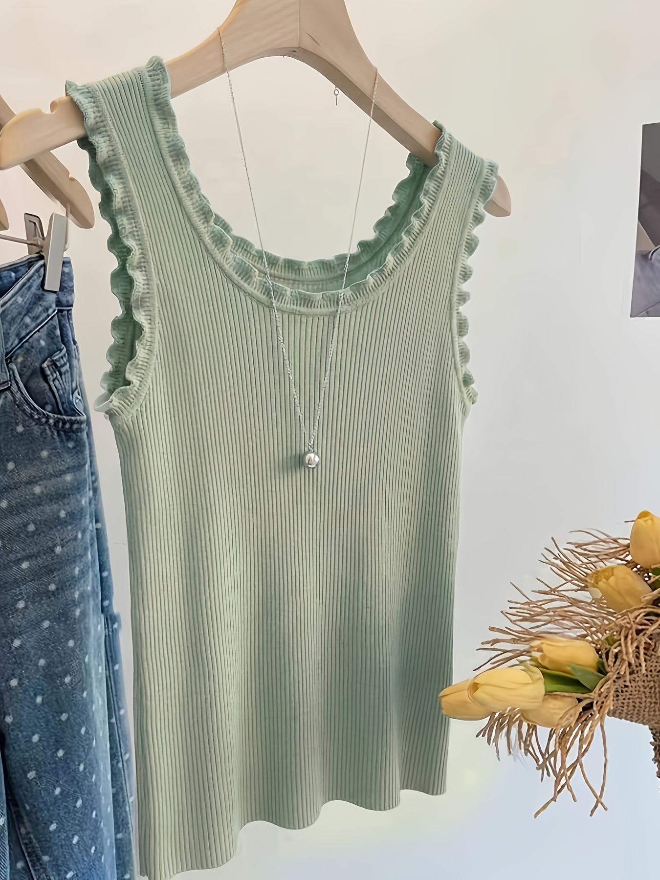 Women's Sleeveless Lace Trim R - Cami Top Lace 评论和价格