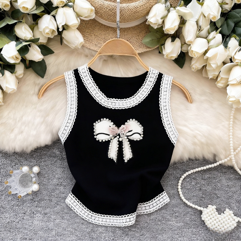 White Lace Trim Rhinestone Bow - Cami Top Lace 评论和价格