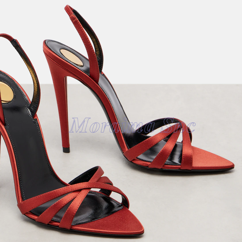 Satin Pointed Toe Cross Strap  - Slip Dress Satin 评论和价格