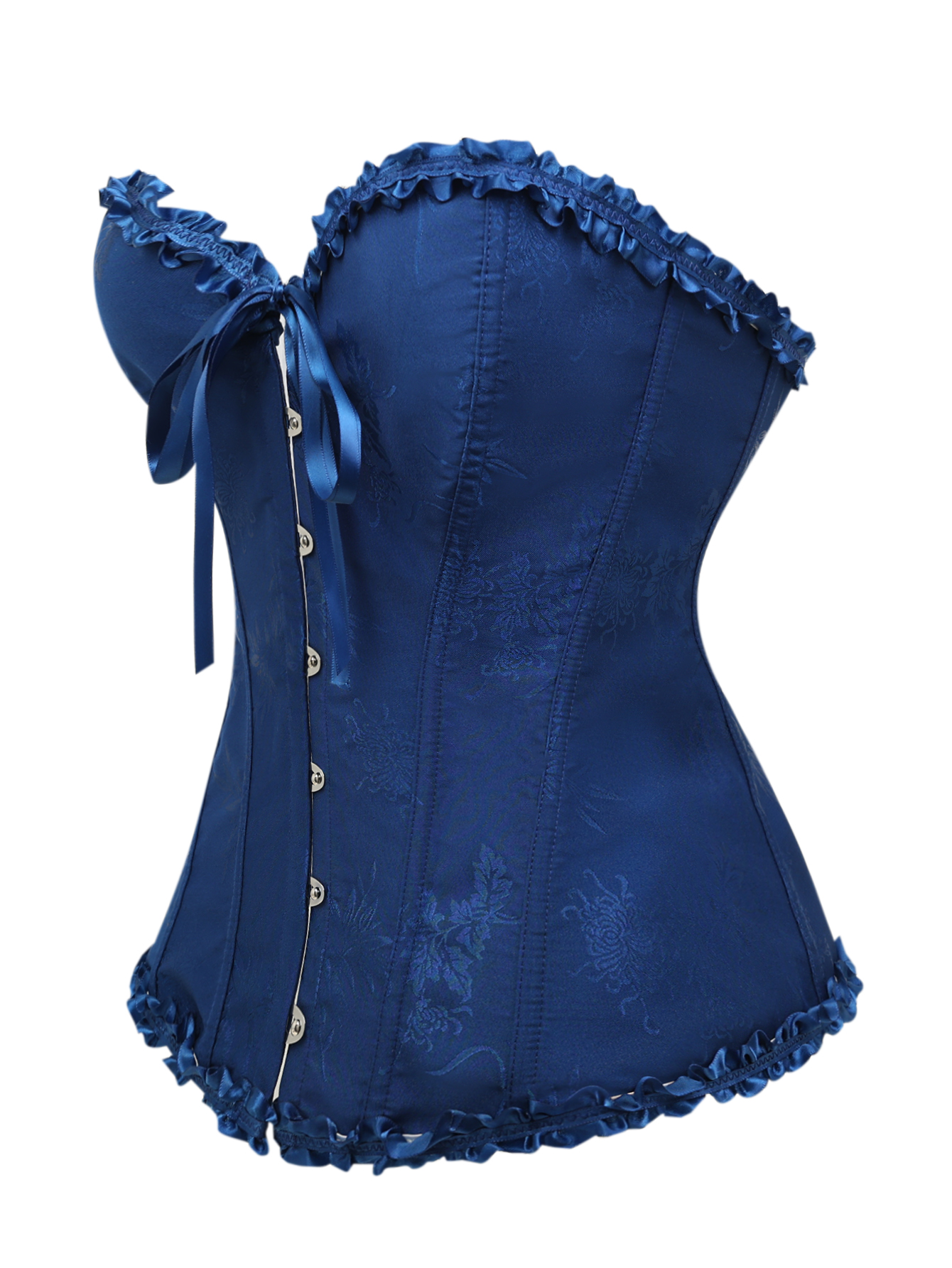 Dark blue jacquard lace edged  - Corset Waist Cinch 评论和价格