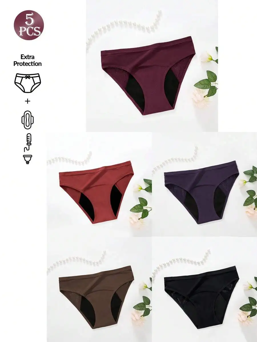 5 Pcs Women Solid Color Absorb - Period Panty Absorbent 评论和价格